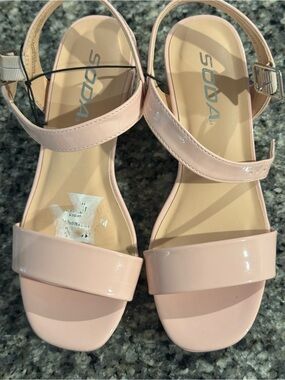 Soda Blush Patent Open-Toe Ankle Strap Sandals